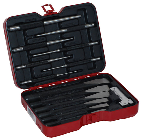 Cold Chisels, Pin and Tapered Punch Set, 14-Piece