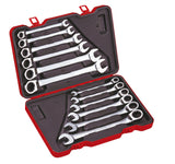 12 PC Reversible Ratchet Spherical Combination Wrench Set, Metric