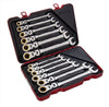 12 PC Double Joint Spherical Combination Ratcheting Wrench Set, Metric